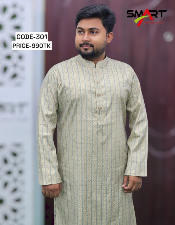 গোল্ড কালার পাঞ্জাবী। ৩৮ থেকে ৫৪ সাইজ <br>কোড: ৩০১