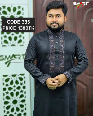 গ্লোজি ব্ল্যাক কালার পাঞ্জাবী <br> কোড: ৩৩৫