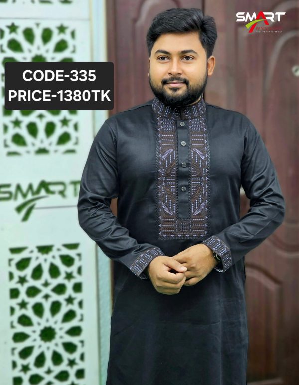 গ্লোজি ব্ল্যাক কালার পাঞ্জাবী <br> কোড: ৩৩৫