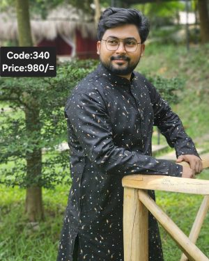 কালো কাপড়ে প্রিন্ট পাঞ্জাবী<br>কোড: ৩৪০