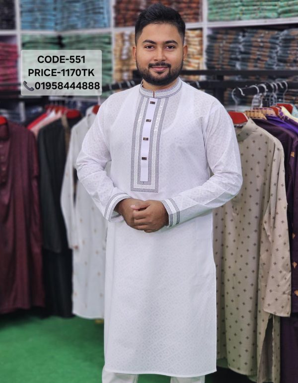সাদা কালার পাঞ্জাবী।<br> কোড: ৫৫১