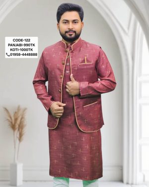 ডিপ মেরুন কালার পাঞ্জাবী – কোড: ১২২