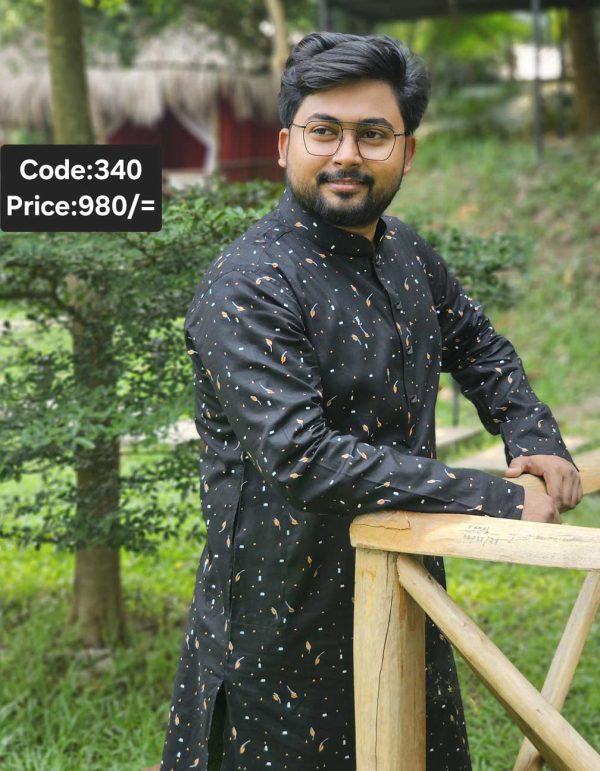 কালো কাপড়ে প্রিন্ট পাঞ্জাবী<br>কোড: ৩৪০
