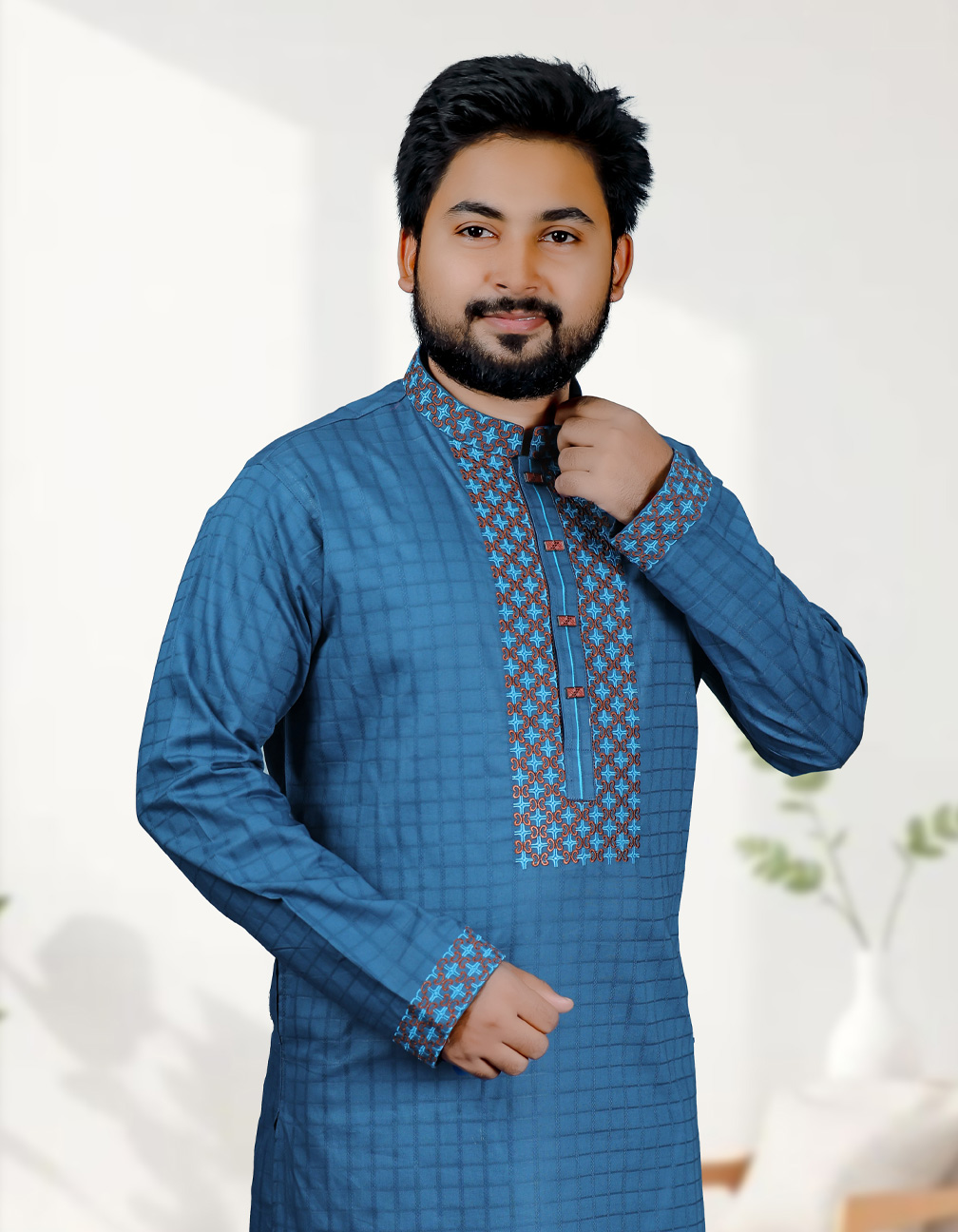 390 copy রয়েল ব্লু কালার পাঞ্জাবী। কোড: ৩৯০ - Image 1